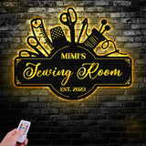 Personalized Sewing Room Led Light Metal Sign, Sewing Decor, Metal Sewing Sign, Quilting Sign, Gift For Wife, Gift For Grandma, Gift For Mom