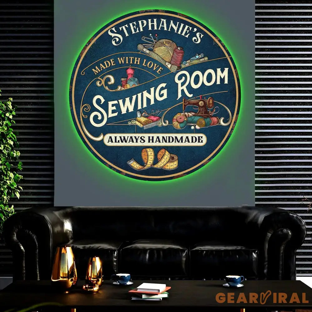 Personalized Sewing Room Metal Sign with Led Light Craft Sign Decor Craft Quilting Sign Art Room Decor Sewing Hobby