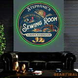 Personalized Sewing Room Metal Sign with Led Light Craft Sign Decor Craft Quilting Sign Art Room Decor Sewing Hobby