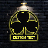 Personalized Shamrock Wall Decor Shamrock Metal LED Sign - Custom Last Name Wall Hanging - Initial Metal Decor