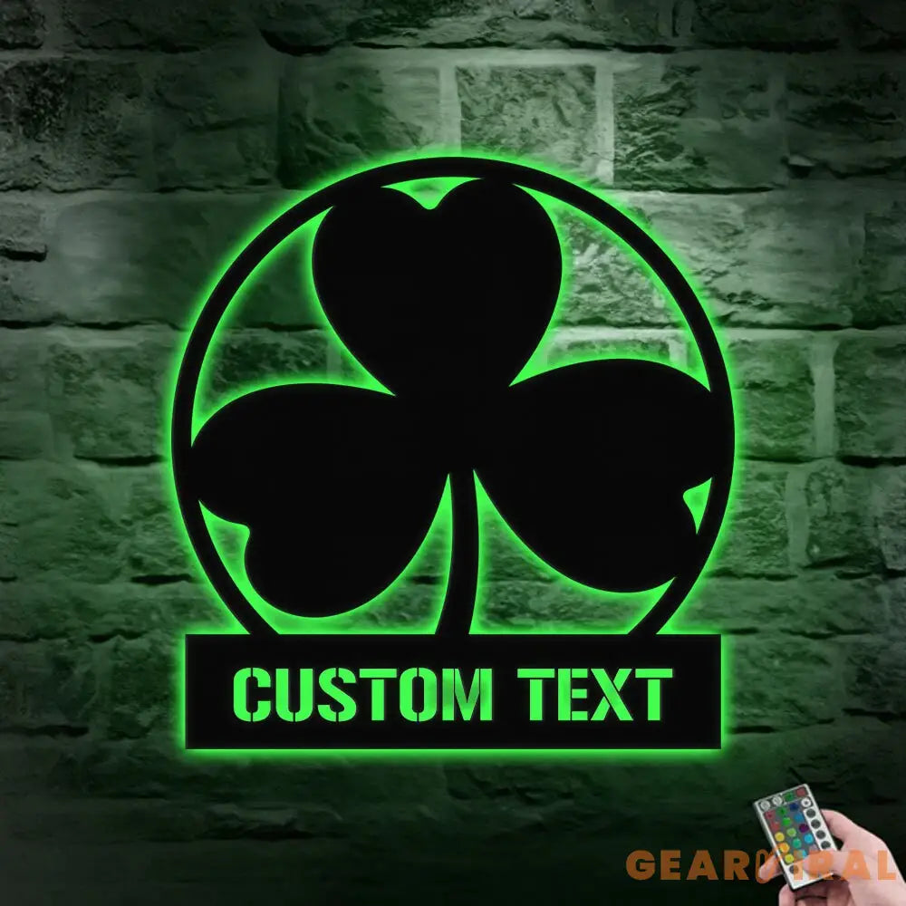 Personalized Shamrock Wall Decor Shamrock Metal LED Sign - Custom Last Name Wall Hanging - Initial Metal Decor