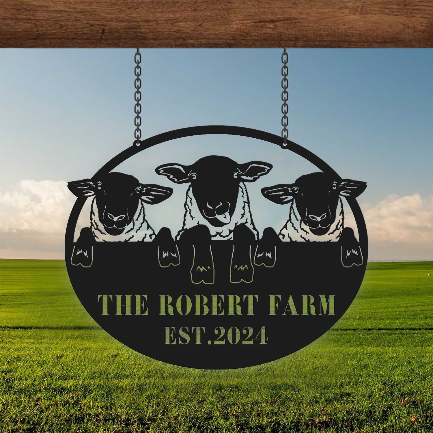 Personalized Sheep Farm Metal Sign - Lamp Farmhouse Decor - Family Name Sign - Metal Garden Sign | GearViral