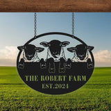 Personalized Sheep Farm Metal Sign - Lamp Farmhouse Decor - Family Name Sign - Metal Garden Sign | GearViral