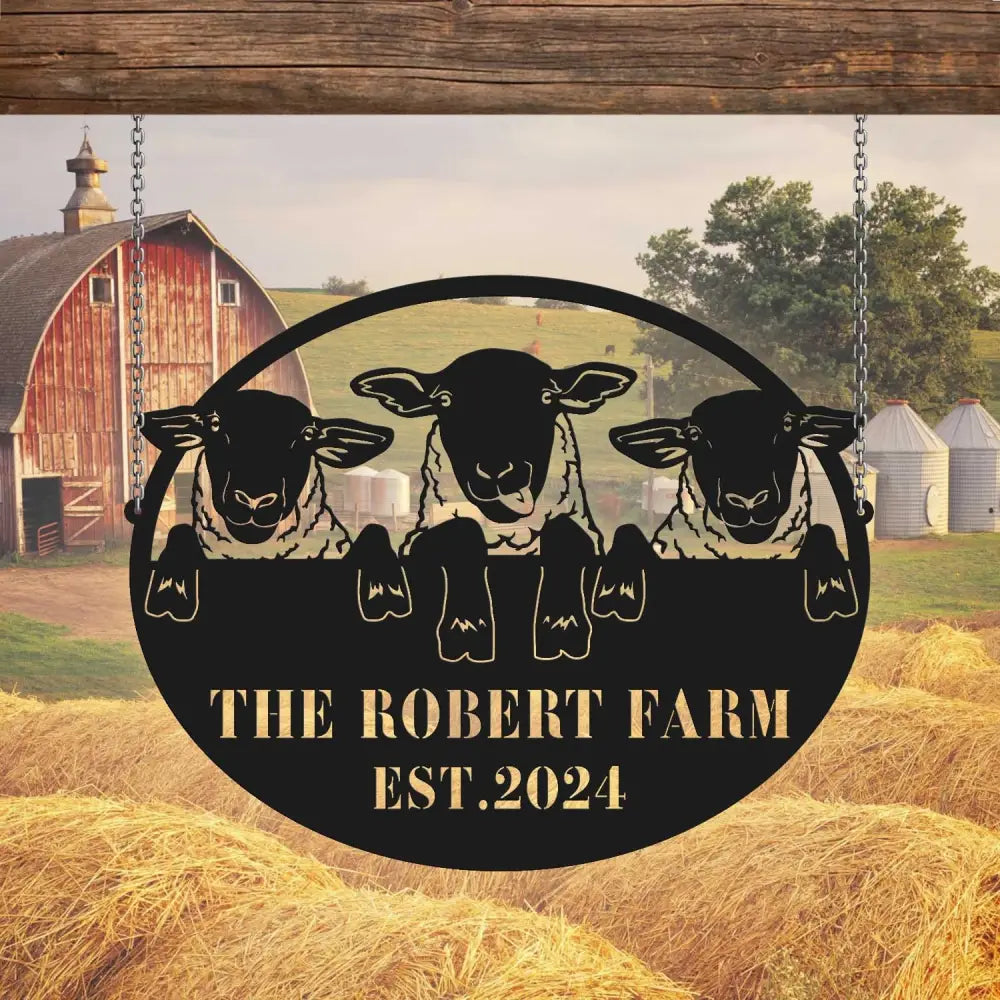 Personalized Sheep Farm Metal Sign - Lamp Farmhouse Decor - Family Name Sign - Metal Garden Sign | GearViral