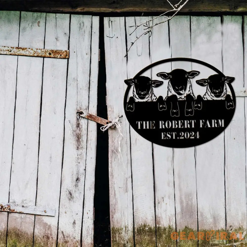 Personalized Sheep Farm Metal Sign - Lamp Farmhouse Decor - Family Name Sign - Metal Garden Sign | GearViral