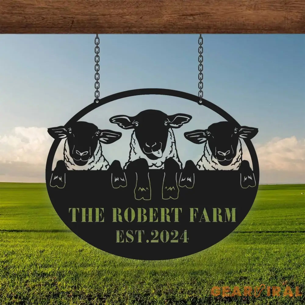 Personalized Sheep Farm Metal Sign - Lamp Farmhouse Decor - Family Name Sign - Metal Garden Sign | GearViral
