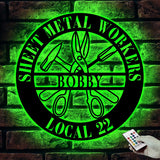 Personalized Sheet Metal Workers Metal Wall Art With Led Lights - Sheet Metal Workers Gift - Custom Local - Christmas Gift For Husband | GearViral