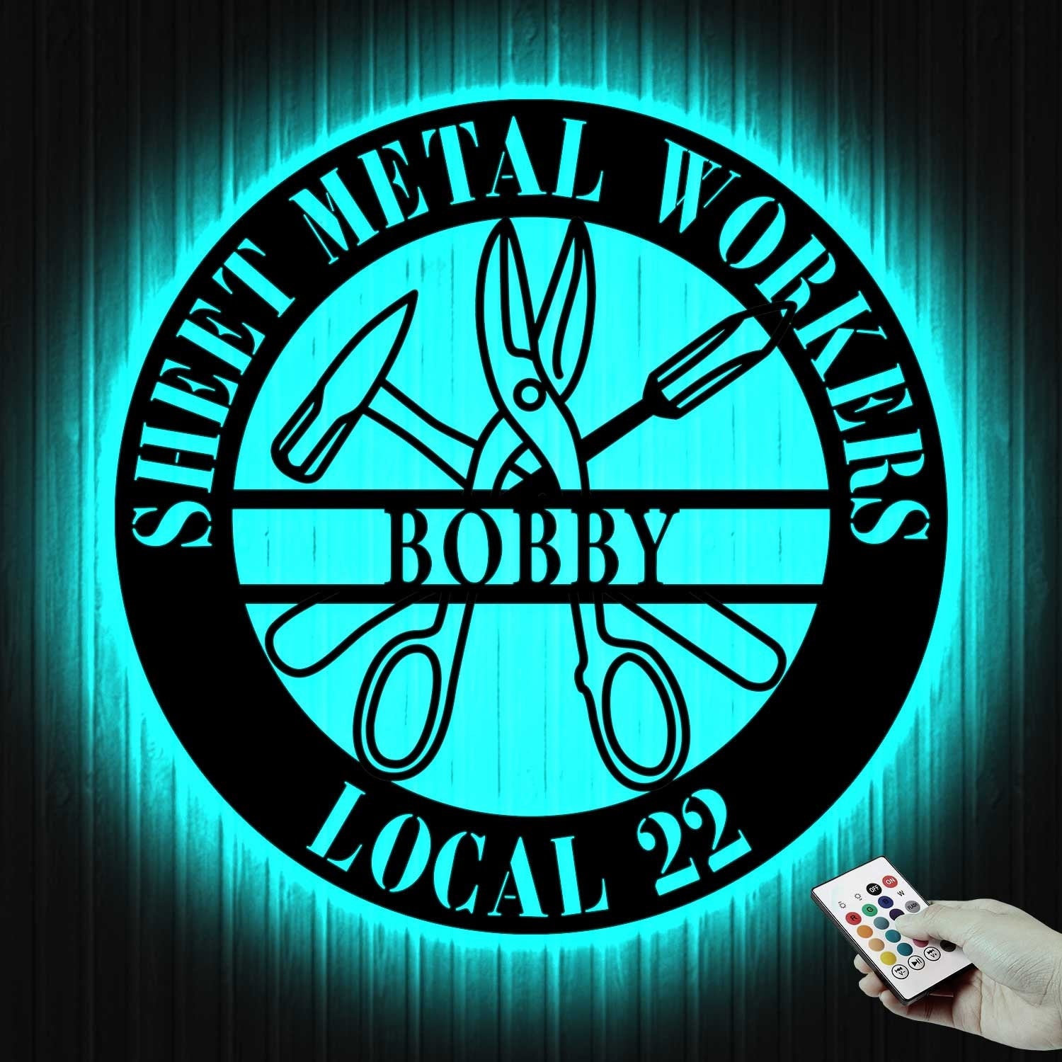 Personalized Sheet Metal Workers Metal Wall Art With Led Lights - Sheet Metal Workers Gift - Custom Local - Christmas Gift For Husband | GearViral