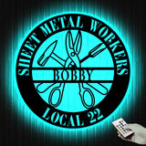 Personalized Sheet Metal Workers Metal Wall Art With Led Lights - Sheet Metal Workers Gift - Custom Local - Christmas Gift For Husband | GearViral