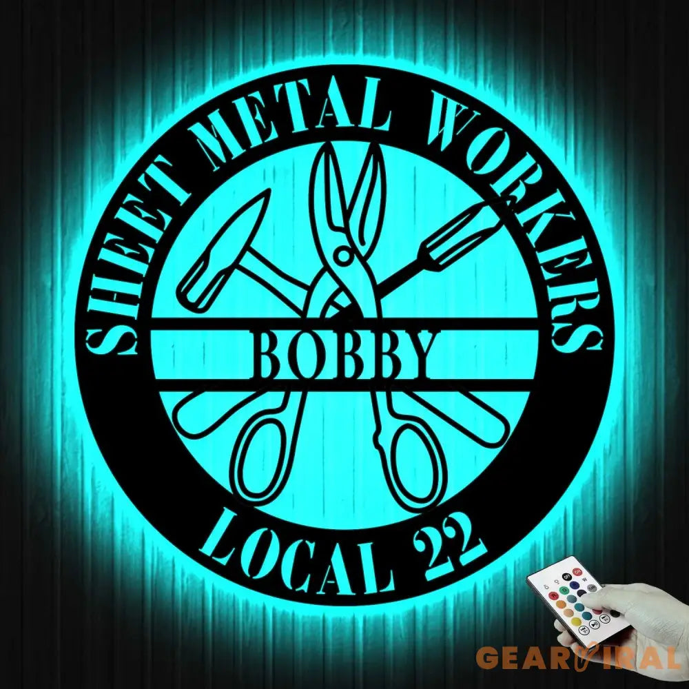 Personalized Sheet Metal Workers Metal Wall Art With Led Lights - Sheet Metal Workers Gift - Custom Local - Christmas