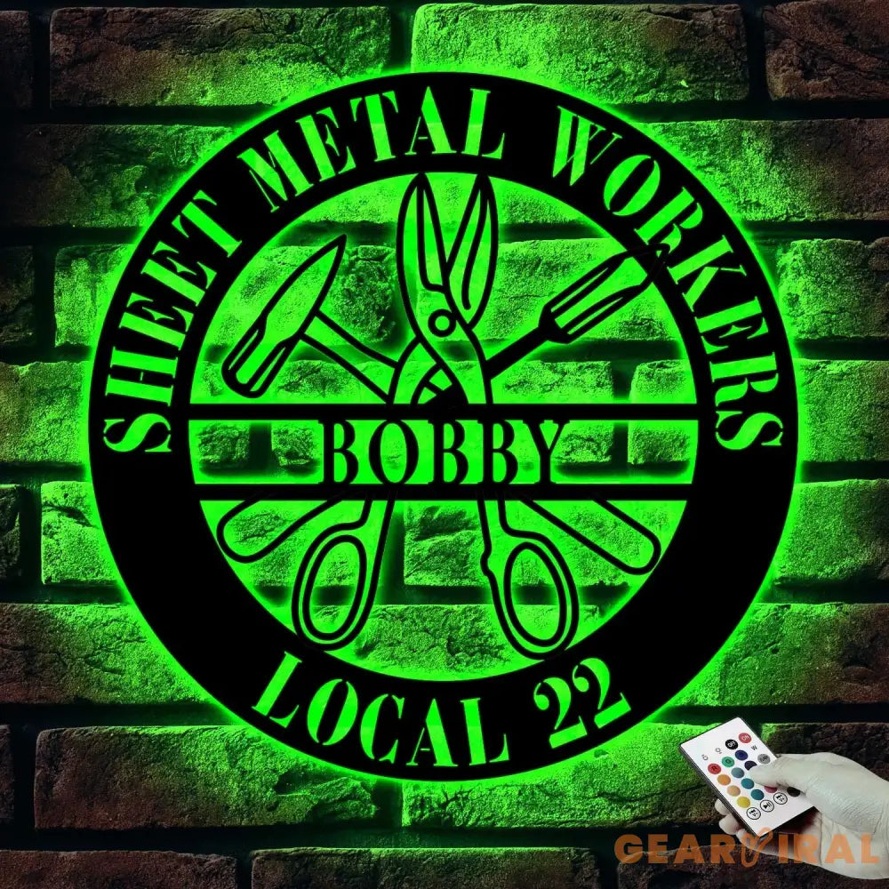 Personalized Sheet Metal Workers Metal Wall Art With Led Lights - Sheet Metal Workers Gift - Custom Local - Christmas