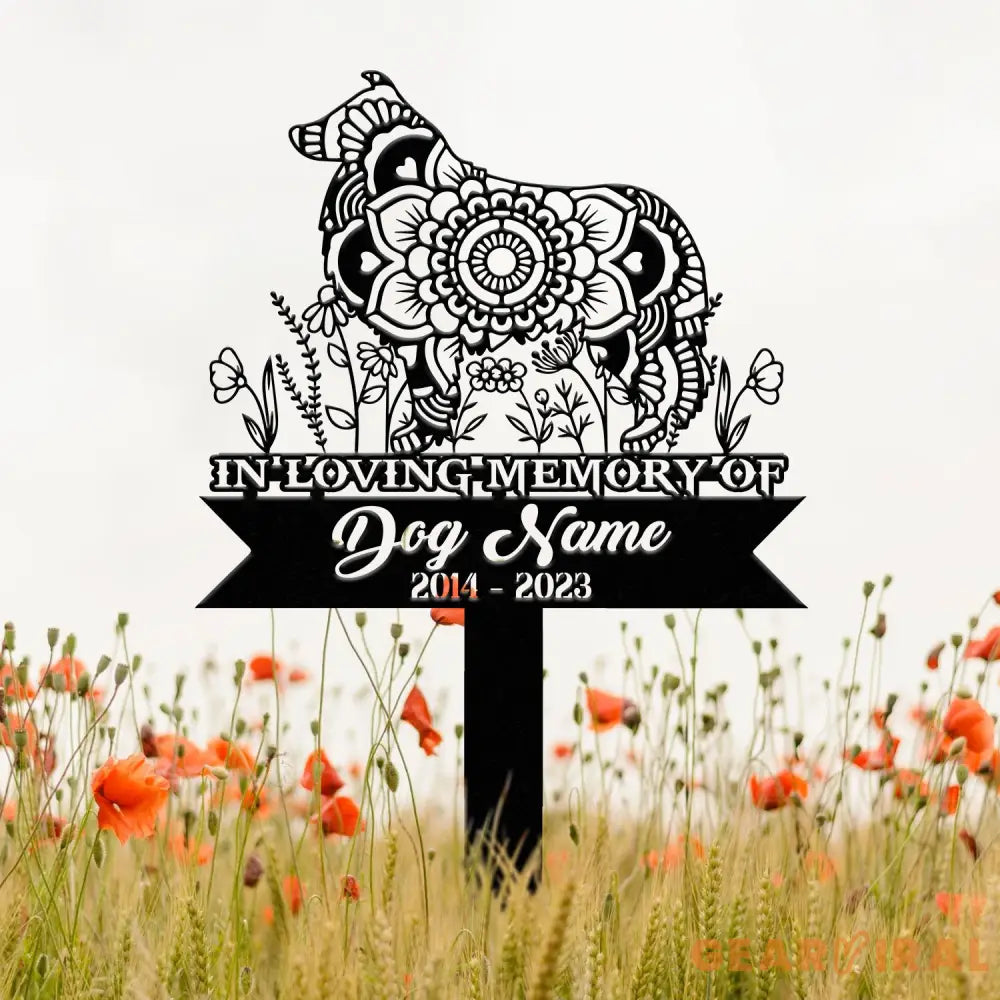 Personalized Shetland Sheepdog Mandala Garden Stake Zentangle Yard Art Dog Memorial Sign Outdoor Decor Pet Loss