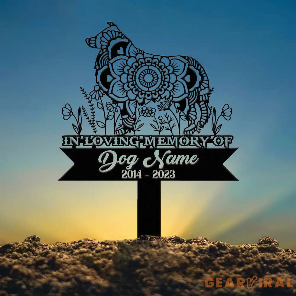 Personalized Shetland Sheepdog Mandala Garden Stake Zentangle Yard Art Dog Memorial Sign Outdoor Decor Pet Loss