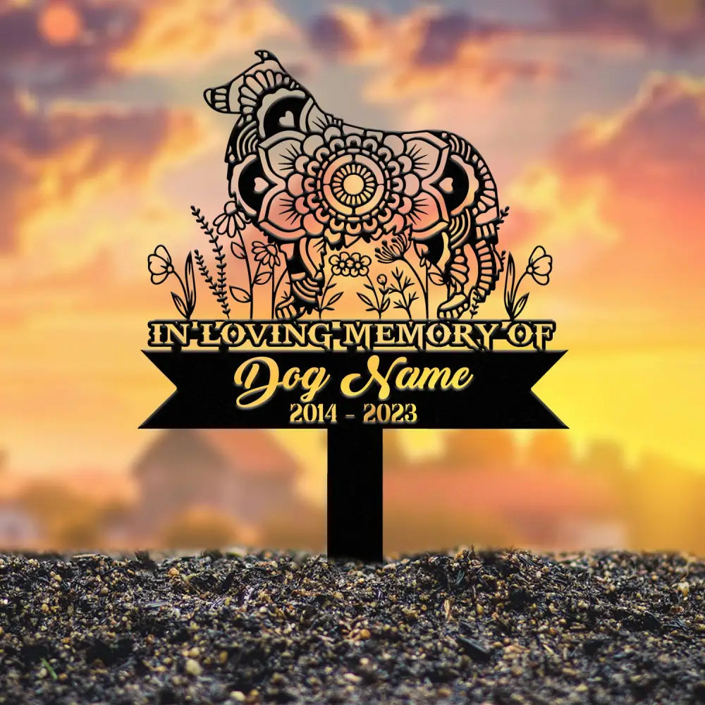 Personalized Shetland Sheepdog Mandala Garden Stake Zentangle Yard Art Dog Memorial Sign Outdoor Decor Pet Loss