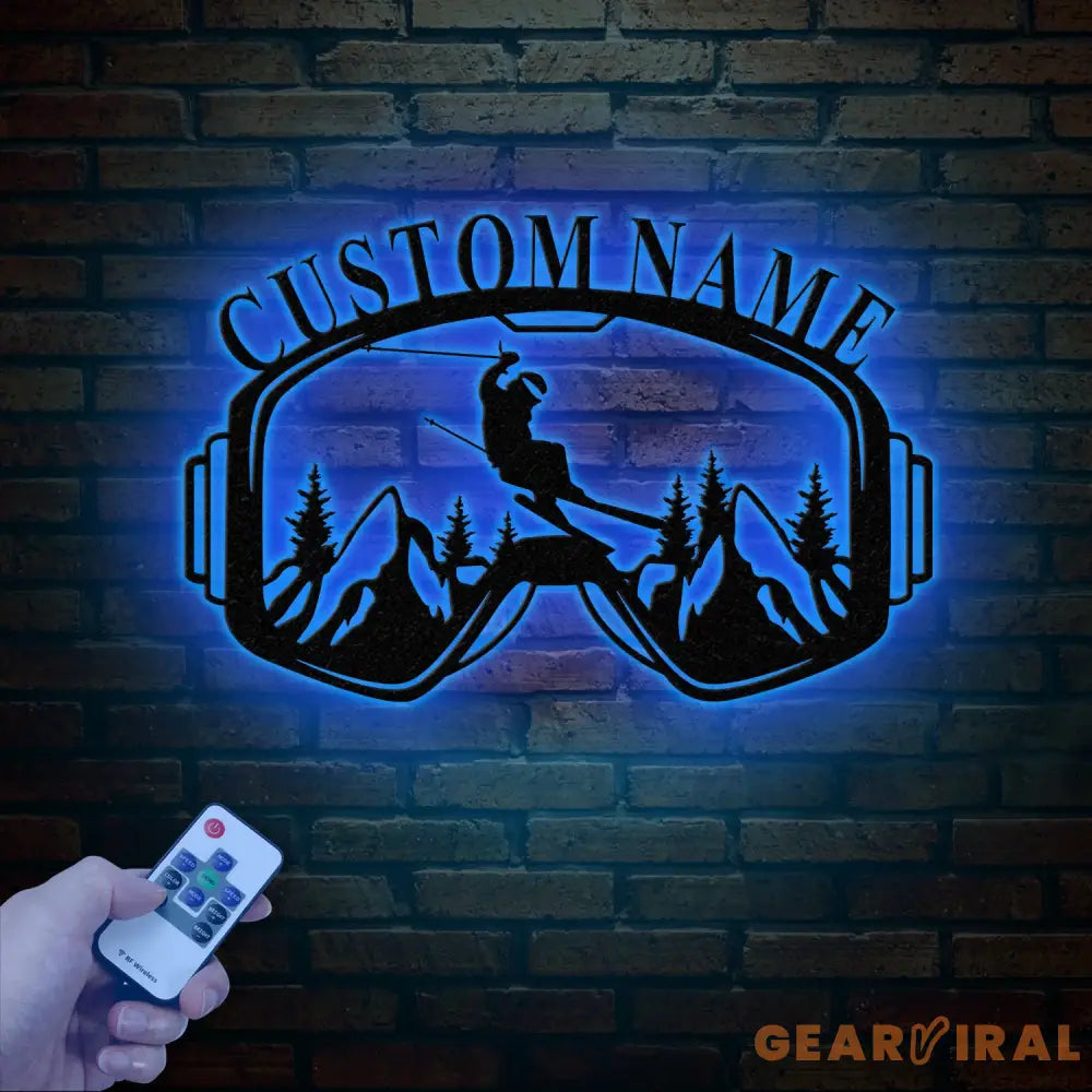 Personalized Ski Trip Metal Wall Art with LED Lights Custom Ski Goggles Sign Snowboarding Winter Sport Decor Skier Gift