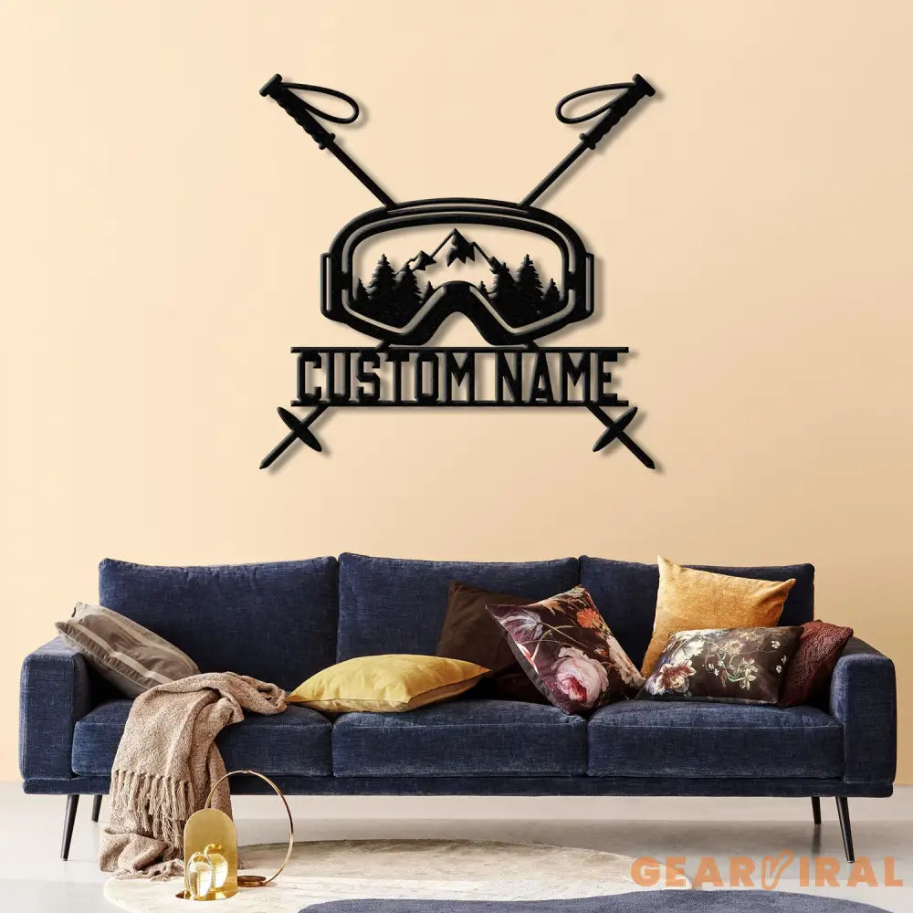Personalized Ski Trip Metal Wall Art with LED Lights Custom Ski Goggles Sign Snowboarding Winter Sport Decor Skier Gift