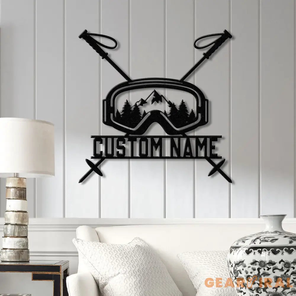 Personalized Ski Trip Metal Wall Art with LED Lights Custom Ski Goggles Sign Snowboarding Winter Sport Decor Skier Gift