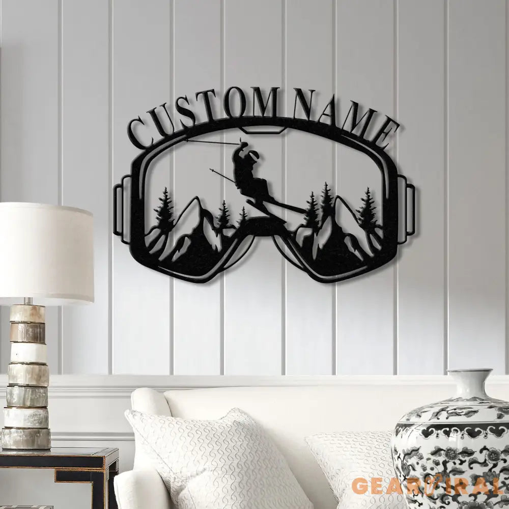 Personalized Ski Trip Metal Wall Art with LED Lights Custom Ski Goggles Sign Snowboarding Winter Sport Decor Skier Gift
