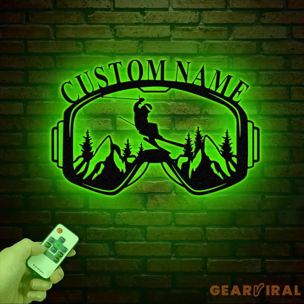 Personalized Ski Trip Metal Wall Art with LED Lights Custom Ski Goggles Sign Snowboarding Winter Sport Decor Skier Gift