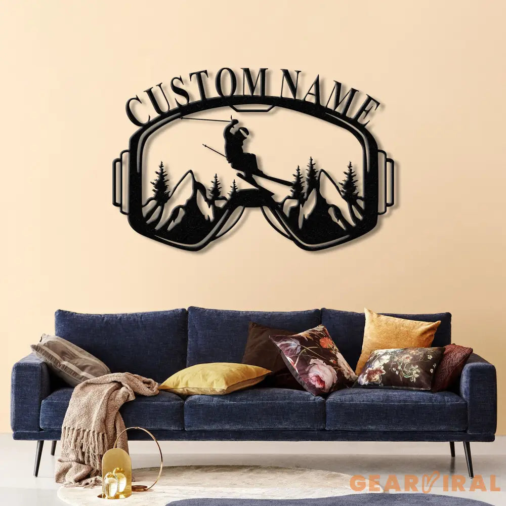 Personalized Ski Trip Metal Wall Art with LED Lights Custom Ski Goggles Sign Snowboarding Winter Sport Decor Skier Gift