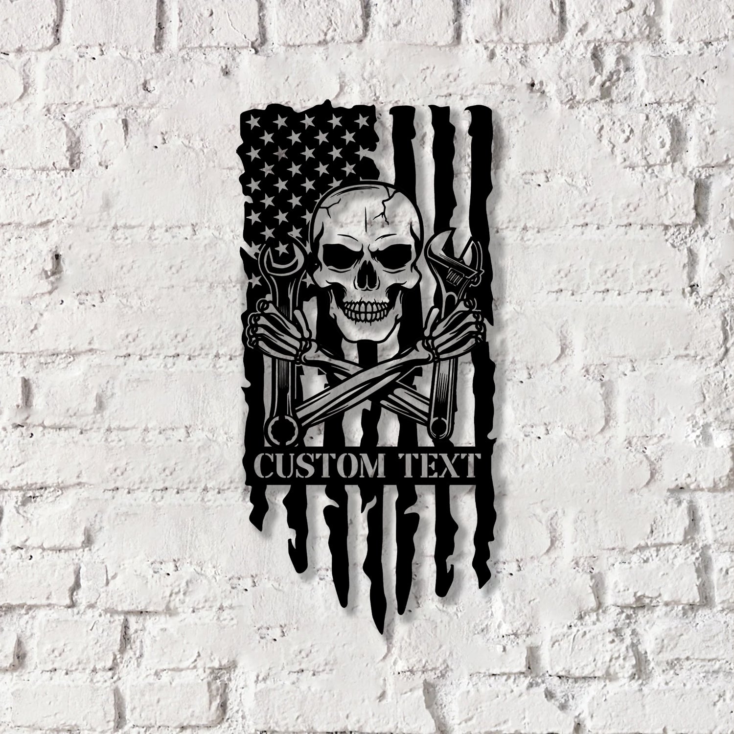Personalized Skull Mechanic Metal Wall Art LED Light, Custom Workshop Name Sign, Home Decor Car Mechanic Vs2 - Gearviral