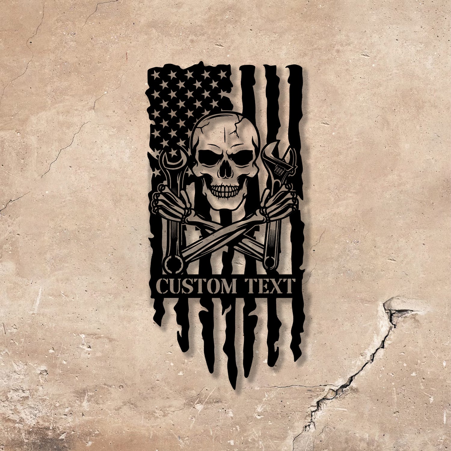 Personalized Skull Mechanic Metal Wall Art LED Light, Custom Workshop Name Sign, Home Decor Car Mechanic Vs2 - Gearviral