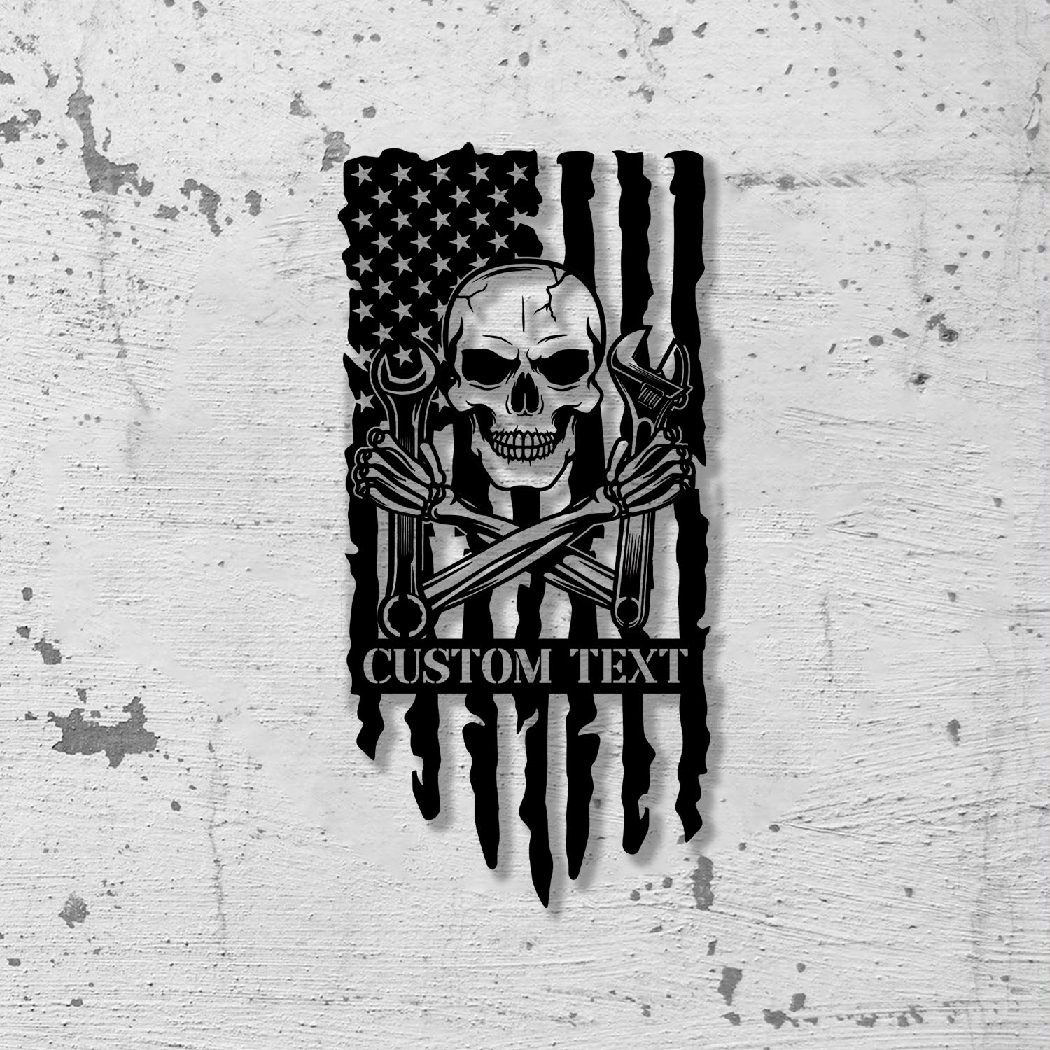 Personalized Skull Mechanic Metal Wall Art LED Light, Custom Workshop Name Sign, Home Decor Car Mechanic Vs2 - Gearviral