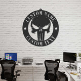 Personalized Skull Name Sign Custom Punisher Skull Metal Wall Art LED Light Home Decor We The People Patriotic Decoration Housewarming Xmas | GearViral