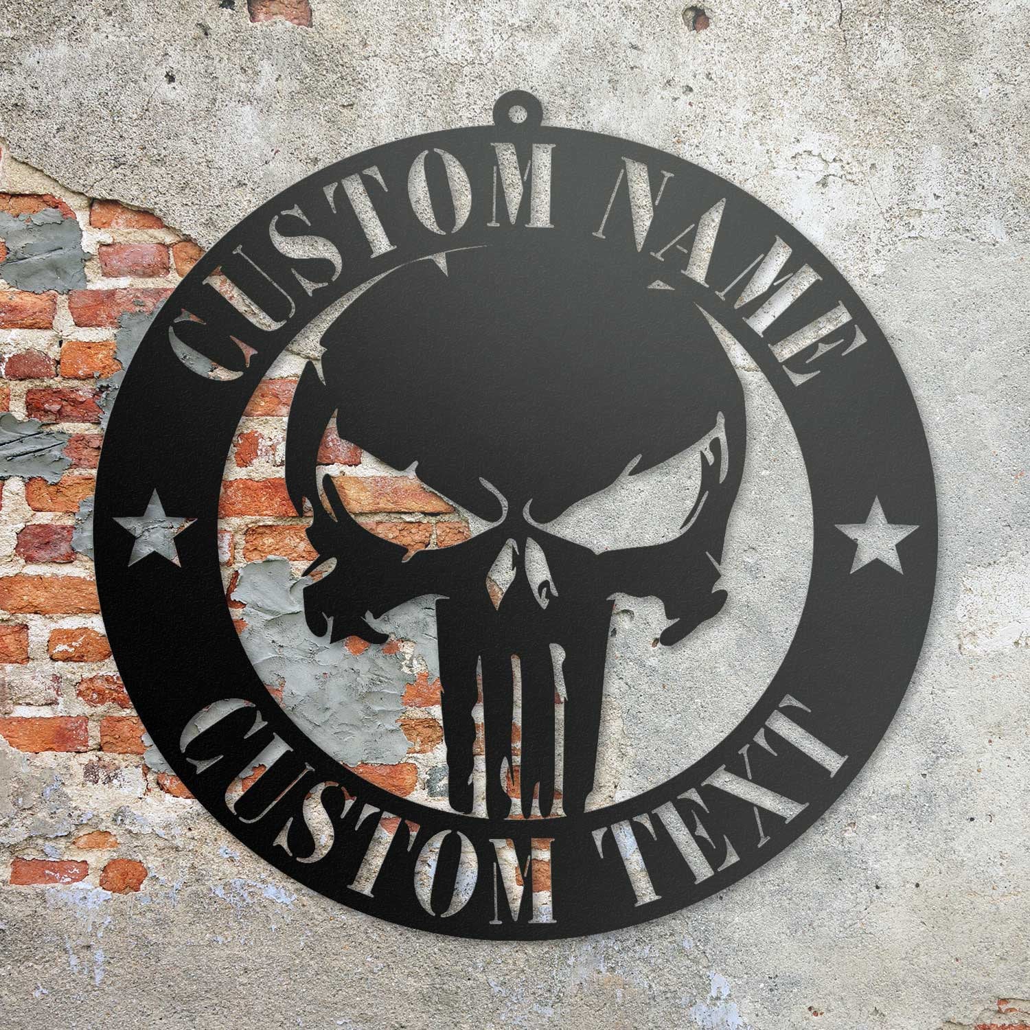 Personalized Skull Name Sign Custom Punisher Skull Metal Wall Art LED Light Home Decor We The People Patriotic Decoration Housewarming Xmas | GearViral