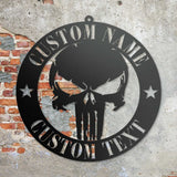 Personalized Skull Name Sign Custom Punisher Skull Metal Wall Art LED Light Home Decor We The People Patriotic Decoration Housewarming Xmas | GearViral