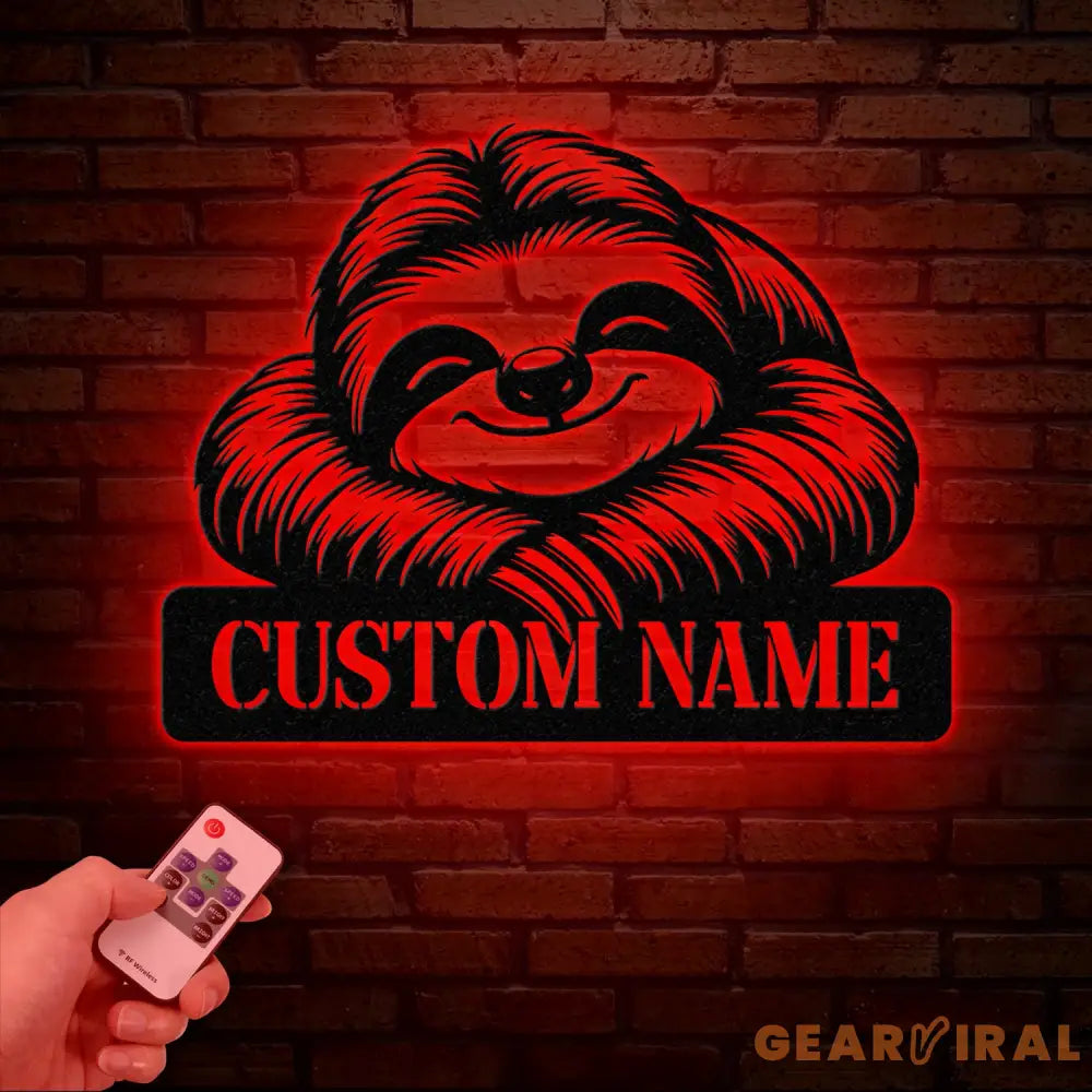 Personalized Sloth Metal Wall Art LED Light Custom Lazy Sloth Name Sign Funny Sloth Lover Decor Home Wall Art Gift for