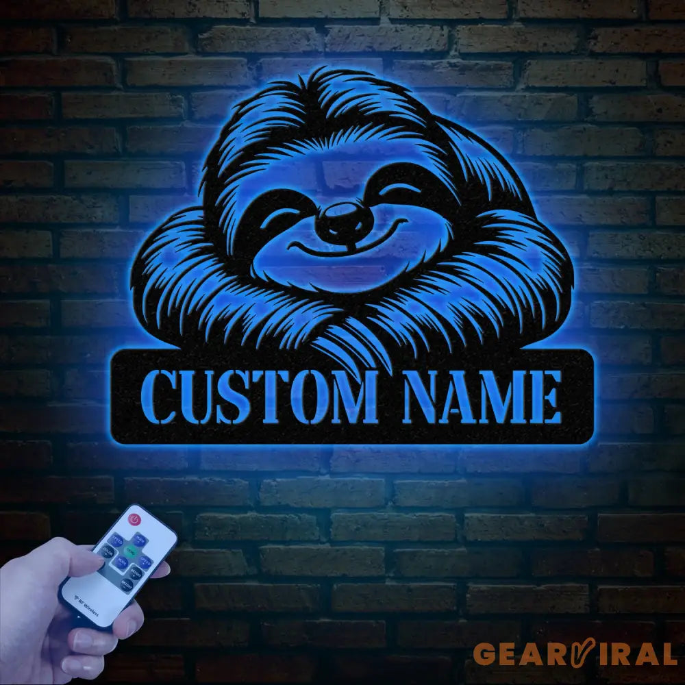 Personalized Sloth Metal Wall Art LED Light Custom Lazy Sloth Name Sign Funny Sloth Lover Decor Home Wall Art Gift for
