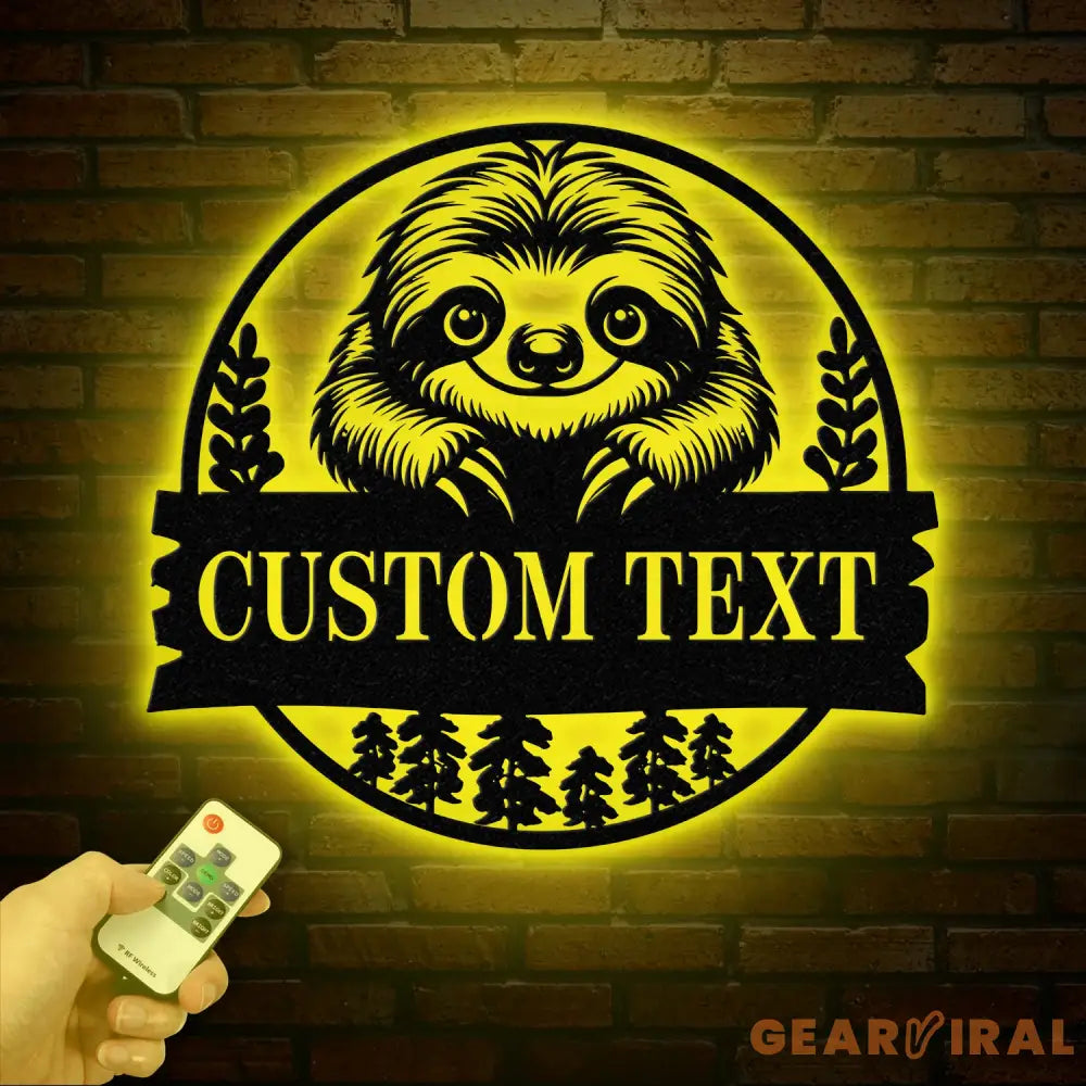 Personalized Sloth Metal Wall Art LED Light Custom Lazy Sloth Name Sign Funny Sloth Lover Decor Home Wall Art Gift for