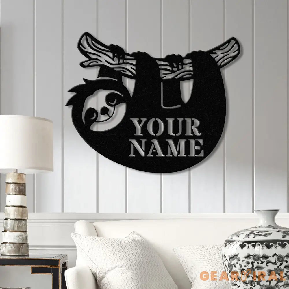 Personalized Sloth Metal Wall Art LED Light Custom Lazy Sloth Name Sign Funny Sloth Lover Decor Home Wall Art Gift for