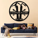 Personalized Snow Skiing Sign with LED Lights - Custom Metal Ski Sign - Snow Skier Gift with Name - Ski Lodge & Resort