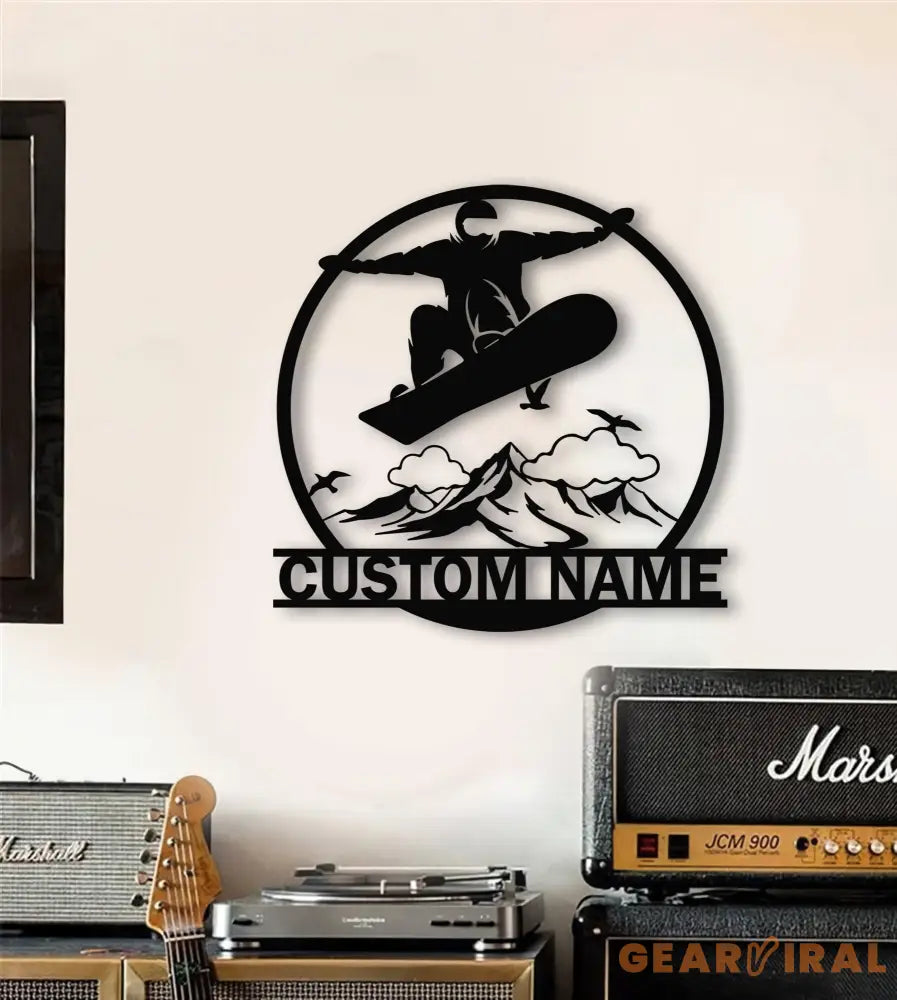Personalized Snowboarding Metal Wall Art LED Light Custom Snowboard Name Sign Home Decor Snowboarder Mountain Winter