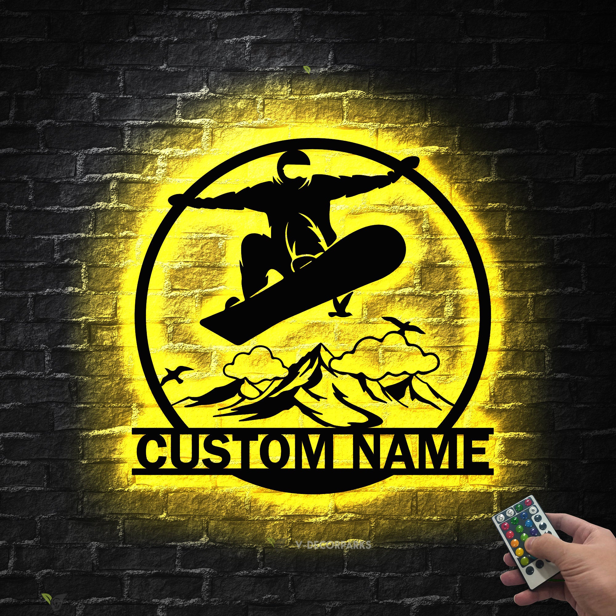 Personalized Snowboarding Metal Wall Art LED Light Custom Snowboard Name Sign Home Decor Snowboarder Mountain Winter Sport Decoration Xmas | GearViral