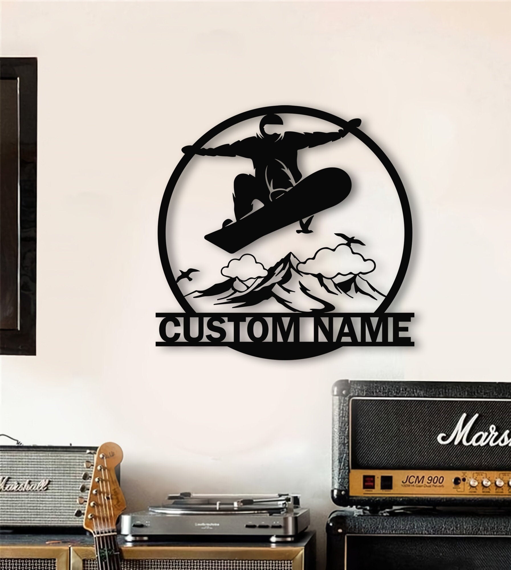 Personalized Snowboarding Metal Wall Art LED Light Custom Snowboard Name Sign Home Decor Snowboarder Mountain Winter Sport Decoration Xmas | GearViral