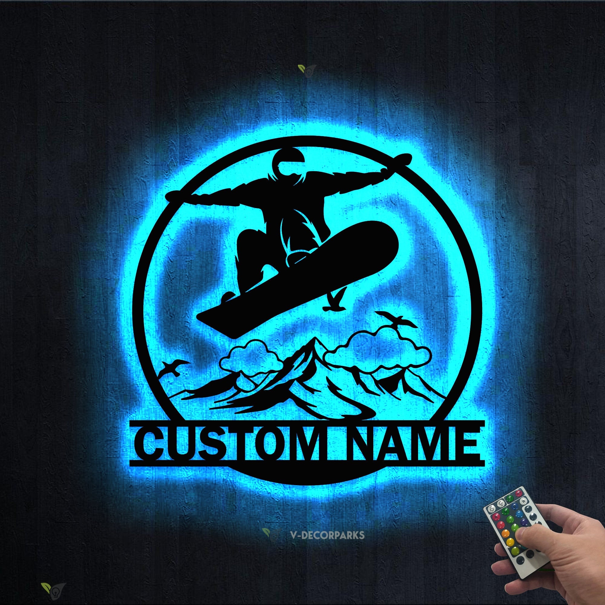 Personalized Snowboarding Metal Wall Art LED Light Custom Snowboard Name Sign Home Decor Snowboarder Mountain Winter Sport Decoration Xmas | GearViral