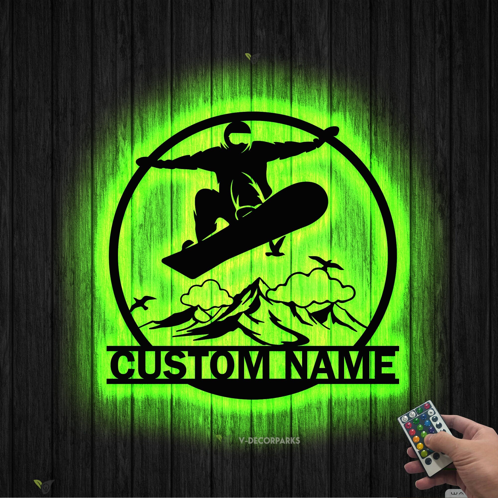 Personalized Snowboarding Metal Wall Art LED Light Custom Snowboard Name Sign Home Decor Snowboarder Mountain Winter Sport Decoration Xmas | GearViral