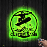 Personalized Snowboarding Metal Wall Art LED Light Custom Snowboard Name Sign Home Decor Snowboarder Mountain Winter Sport Decoration Xmas | GearViral