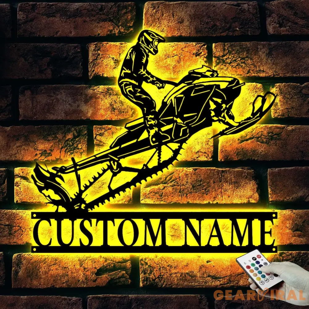 Personalized Snowmobile Metal Wall Art LED Light - Snowmobile Gift - Custom Ski-Doo Name Sign - Home Decor Motor Sled