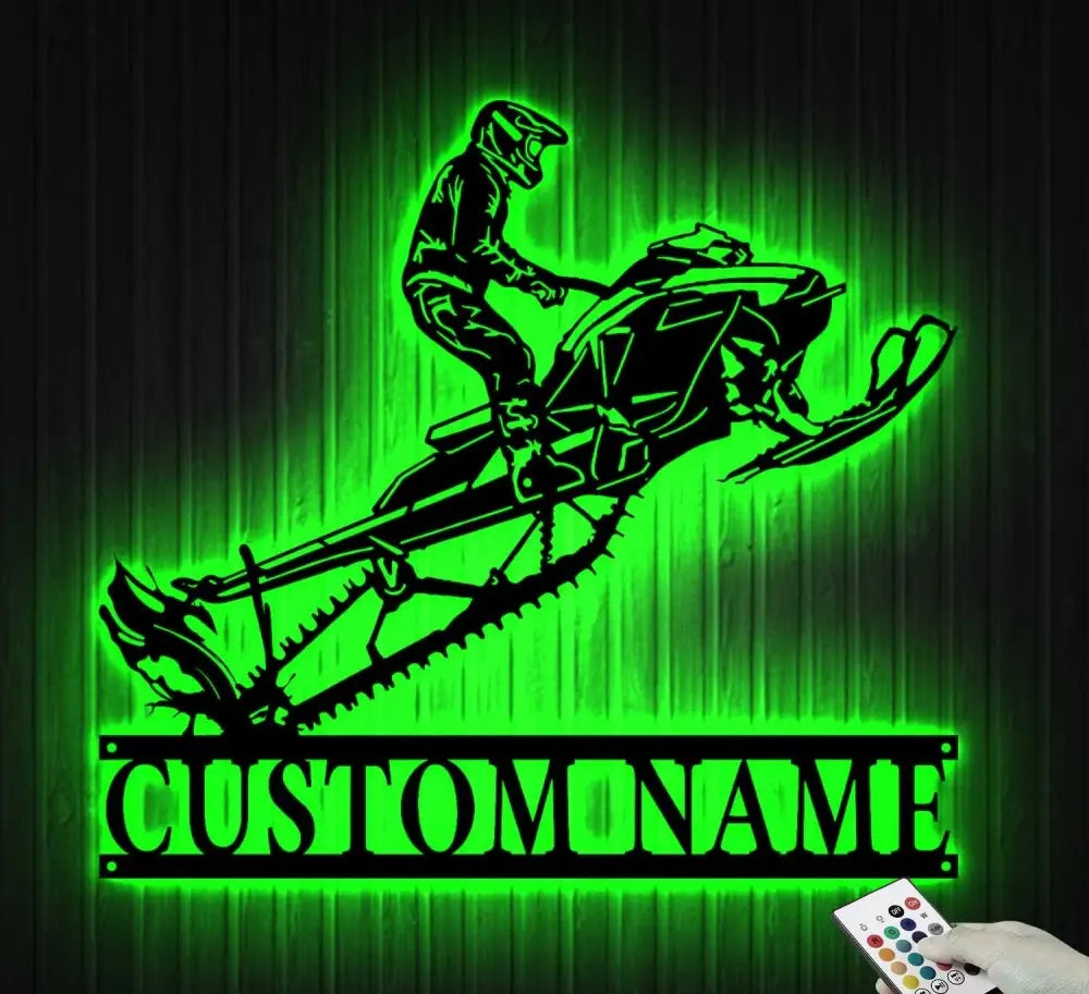 Personalized Snowmobile Metal Wall Art LED Light - Snowmobile Gift - Custom Ski-Doo Name Sign - Home Decor Motor Sled