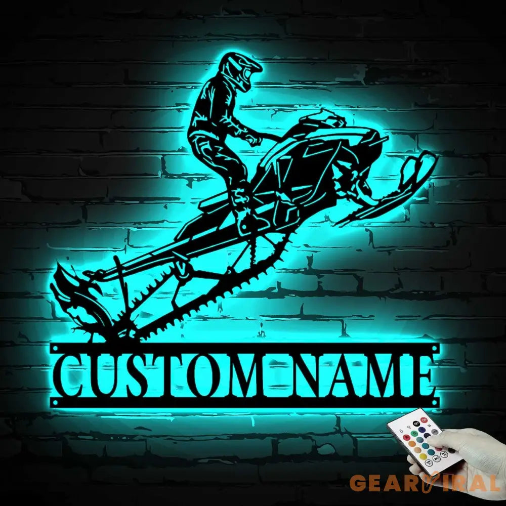 Personalized Snowmobile Metal Wall Art LED Light - Snowmobile Gift - Custom Ski-Doo Name Sign - Home Decor Motor Sled