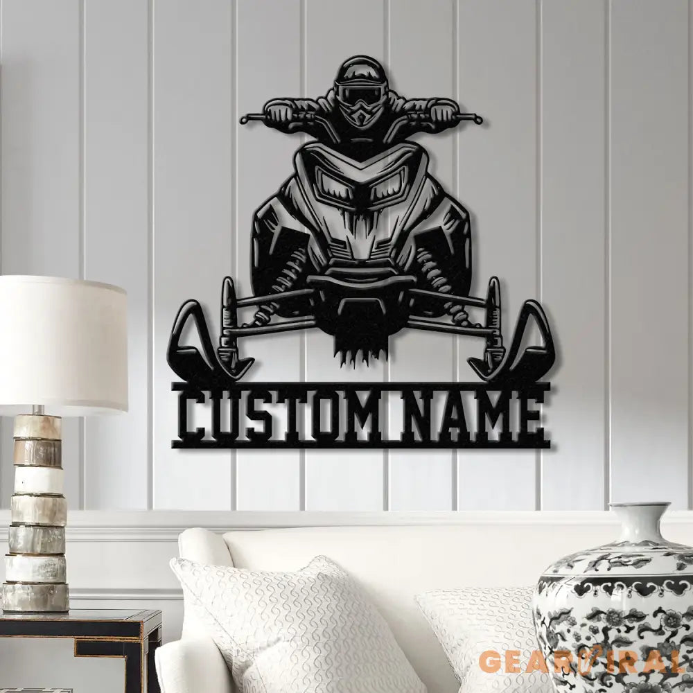 Personalized Snowmobile Metal Wall Art with LED Lights Man Riding Snowmobile Sign Winter Adventure Decor Snow Game Sign