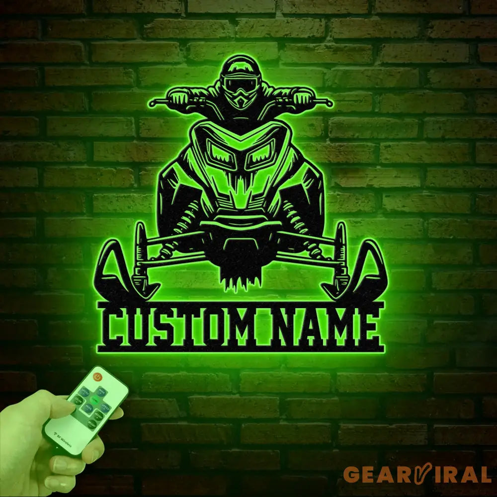 Personalized Snowmobile Metal Wall Art with LED Lights Man Riding Snowmobile Sign Winter Adventure Decor Snow Game Sign