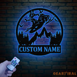 Personalized Snowmobile Metal Wall Art with LED Lights Man Riding Snowmobile Sign Winter Adventure Decor Snow Game Sign