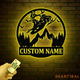 Personalized Snowmobile Metal Wall Art with LED Lights Man Riding Snowmobile Sign Winter Adventure Decor Snow Game Sign