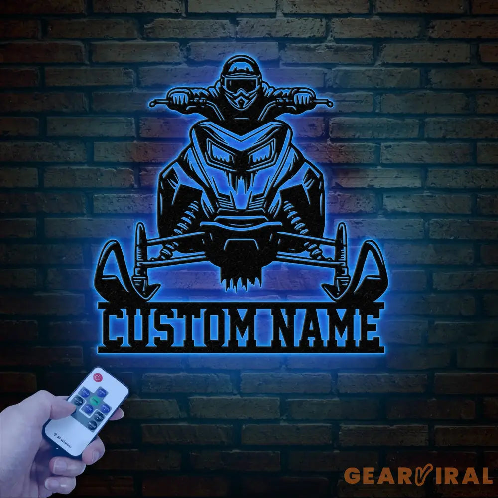 Personalized Snowmobile Metal Wall Art with LED Lights Man Riding Snowmobile Sign Winter Adventure Decor Snow Game Sign