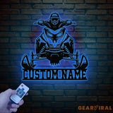 Personalized Snowmobile Metal Wall Art with LED Lights Man Riding Snowmobile Sign Winter Adventure Decor Snow Game Sign